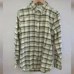 GOODTHREADS | Men's  Olive Green/Cream/Yellow Standard Plaid Oxford Shirt